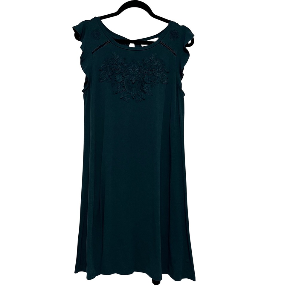 Loft Dress Sleeveless Ruffle Trim Aqua Casual Dress Size M